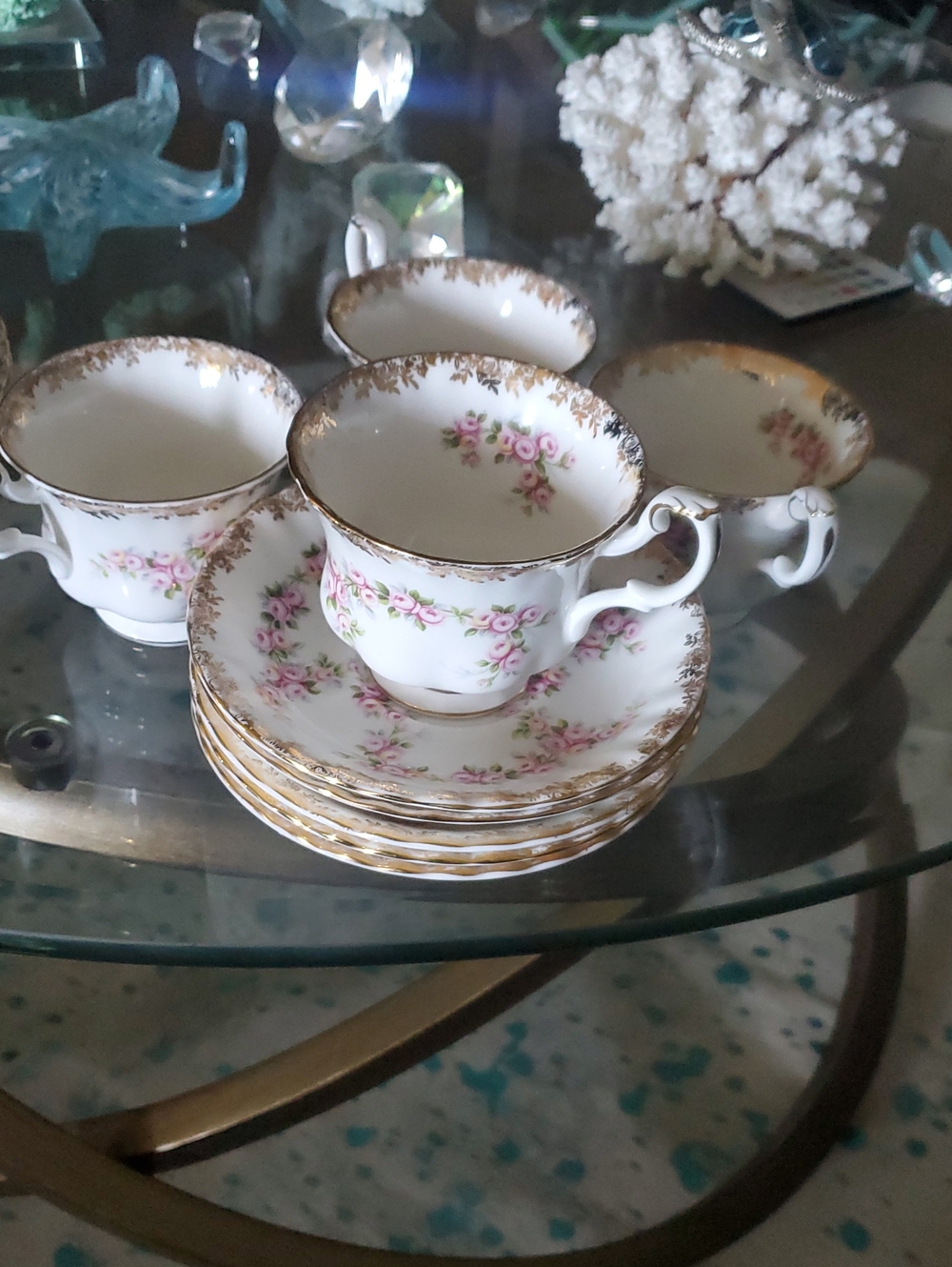 4 Royal Alber Dimity Rose Tea Sets